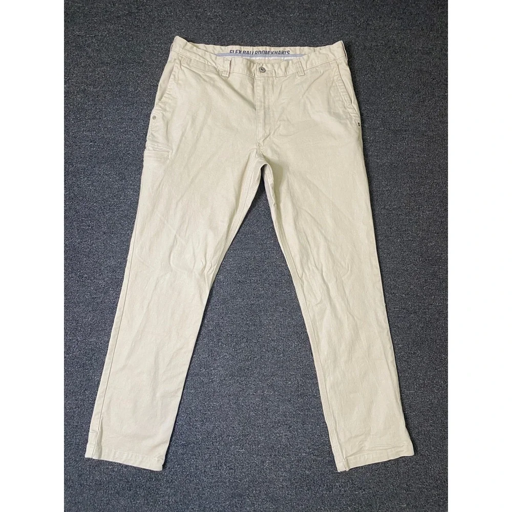 Duluth Trading Co Flex Ballroom Khakis Tan Mens 36x32 Slim Fit Casual‎ Straight